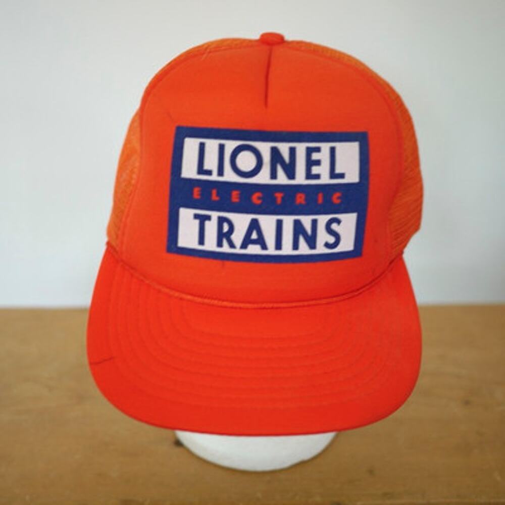 Vintage LIONEL Electric Trains Bright Orange Trucker Cap Hat One Size Adjust